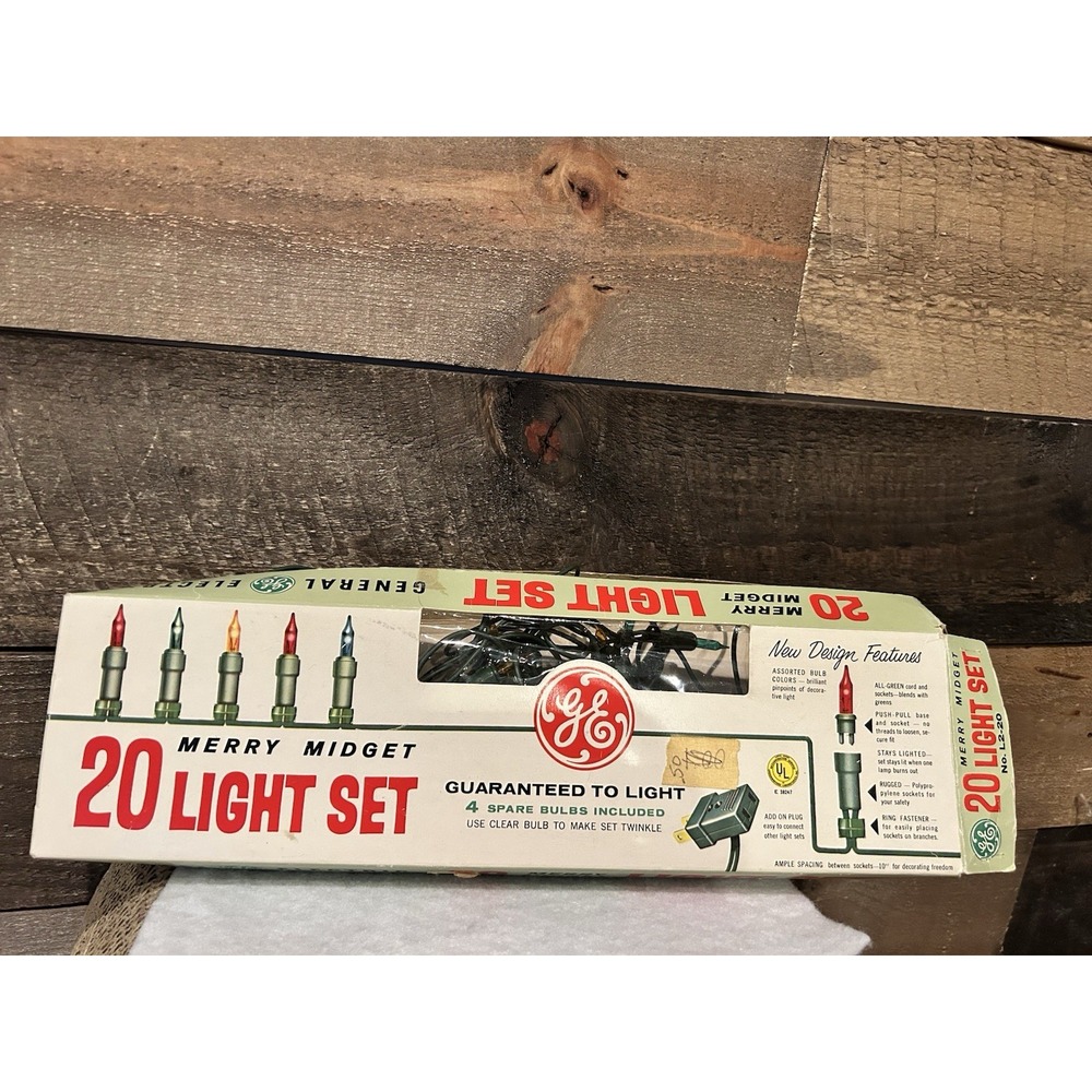 VTG GE Merry Midget Christmas‎ Lights Set Of 20 Tested Used